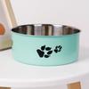 Stainless Steel Dog Bowl Paw Print Dog Feeder Bowl Easy To Clean Non-Slip Dog Water Drinking Basin