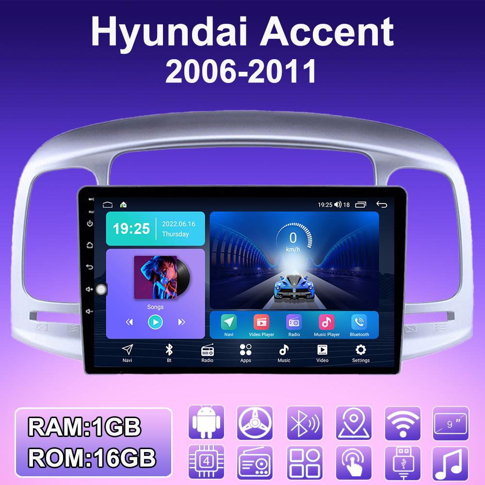 2 DIN Android Carplay Bilradio For Hyundai Accent 2006-2011 Multimediespiller Hovedenhet Stereo GPS-navigasjon BT WIFI 2+32GB