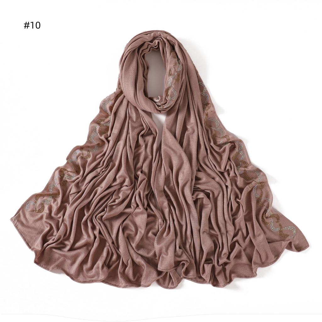 New Rhinestone Hijab for Women Gold Silver Diamond Muslim Headscarf Soft Breathable Jersey Wrap Eid Ramadan Fashion Accessories