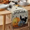 Halloween Pumpkin Black Cat Bat Table Runner Wedding Party Decor Tablecloth Christmas Dining Table Decor Table Cover