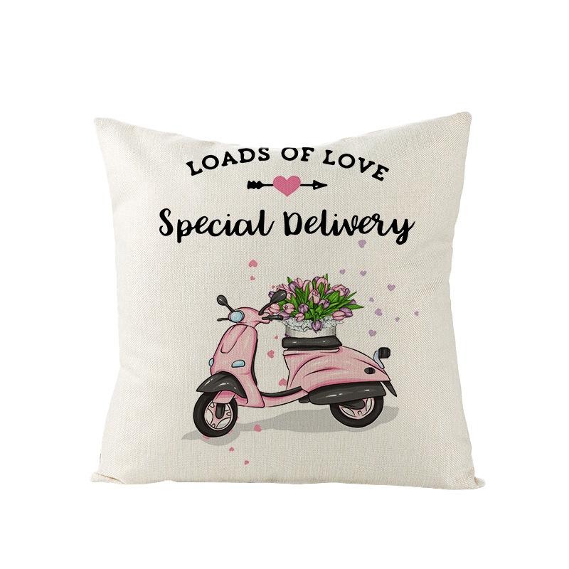 Valentine's Day Pillow Nordic Pink Car Rose Polyester Printed Cushion Sofa Cushion Home Products