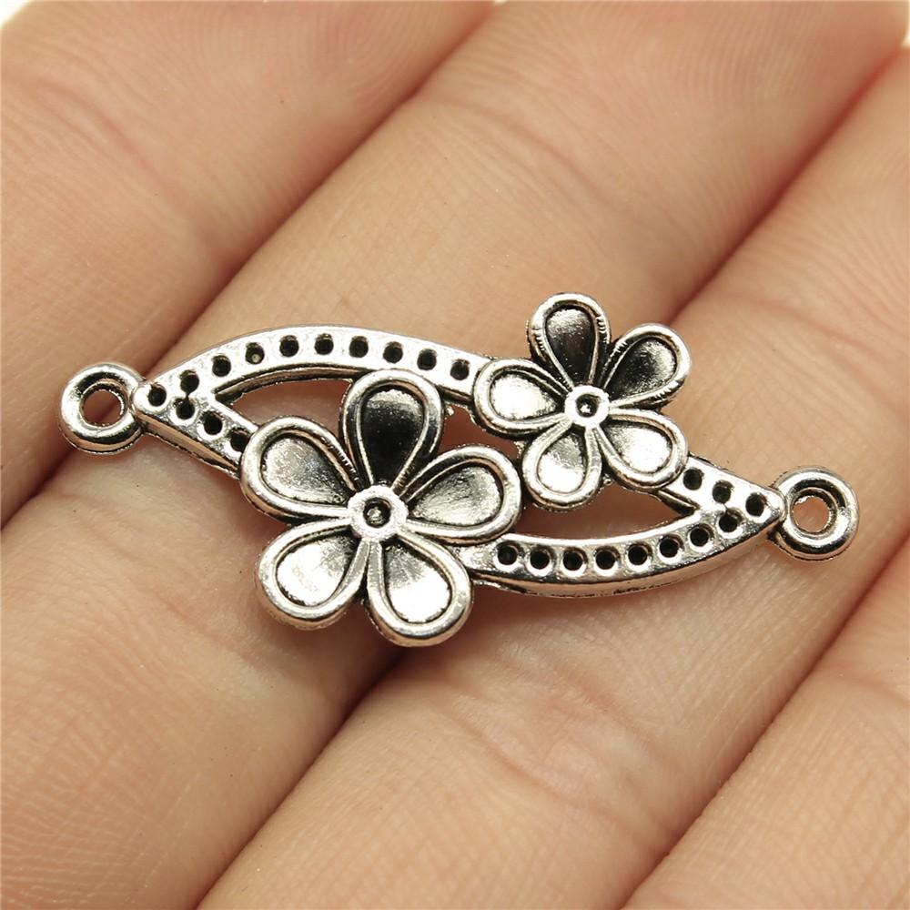 

5pcs Flower Branch Connector Charms Pendants Antique Jewelry Making DIY Handmade Craft Pendant
