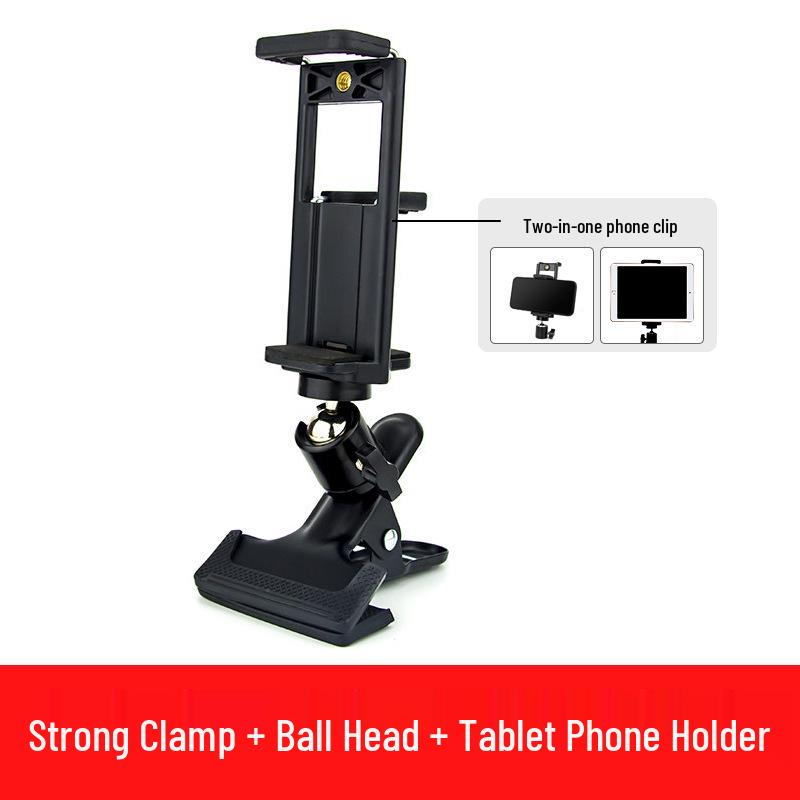 Universal Metal Desktop Stand for Mobile Live Streaming & Photography - Strong Clip, 1/4" Extension