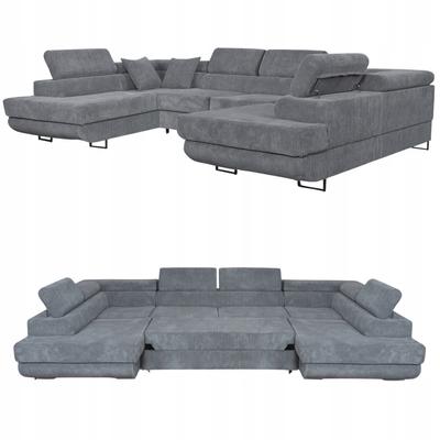 U-shaped Corner Sofa Bed, Extendable F. Savio Family Sleeping Furniture Grey Corduroy