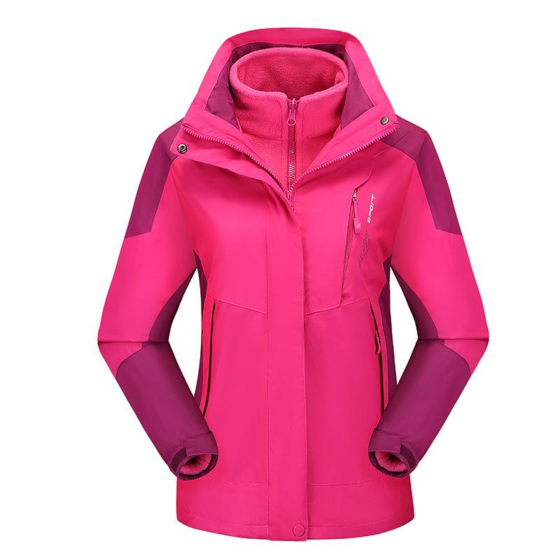 Winter Updated Trendy Ladies's Outdoor Use Jacket Three-in-one Two-piece Kit Fleece Liner Warm Mountaineering Clothing High Quality