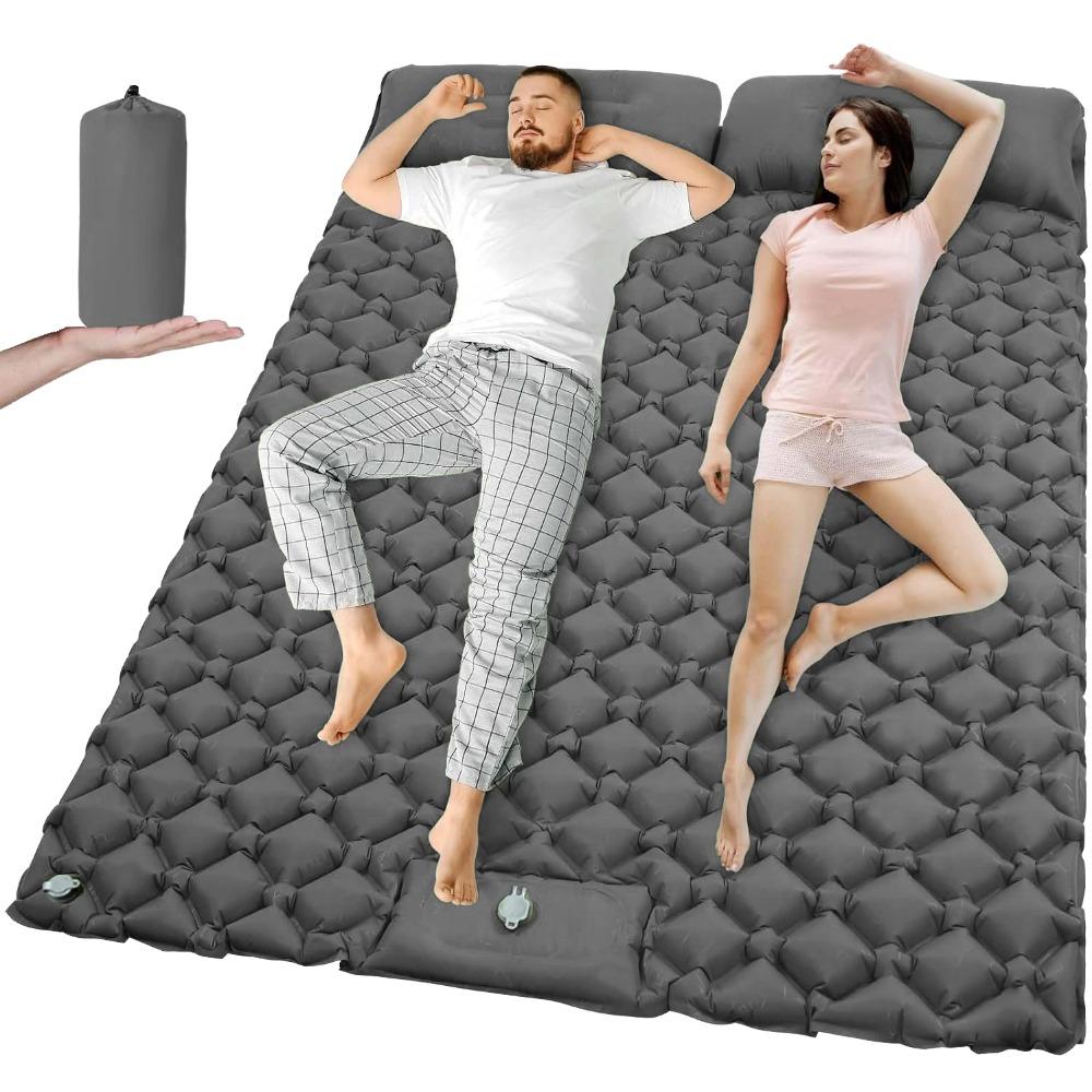 Outdoor Camping Double Inflatable Mattress Extra Wide Sleeping Pad Ultralight Folding Bed Sleeping Mat Car Travel Mat