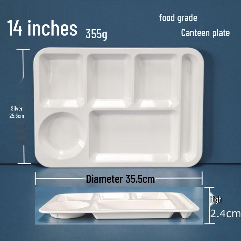 

14-inch White Melamine 6-Compartment Lunch Tray