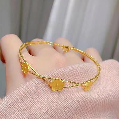 Double-layer Crossed Flower Bracelet Light Luxury High-end Temperament Bracelet Women's Fashion Design Sense Jewelry Women