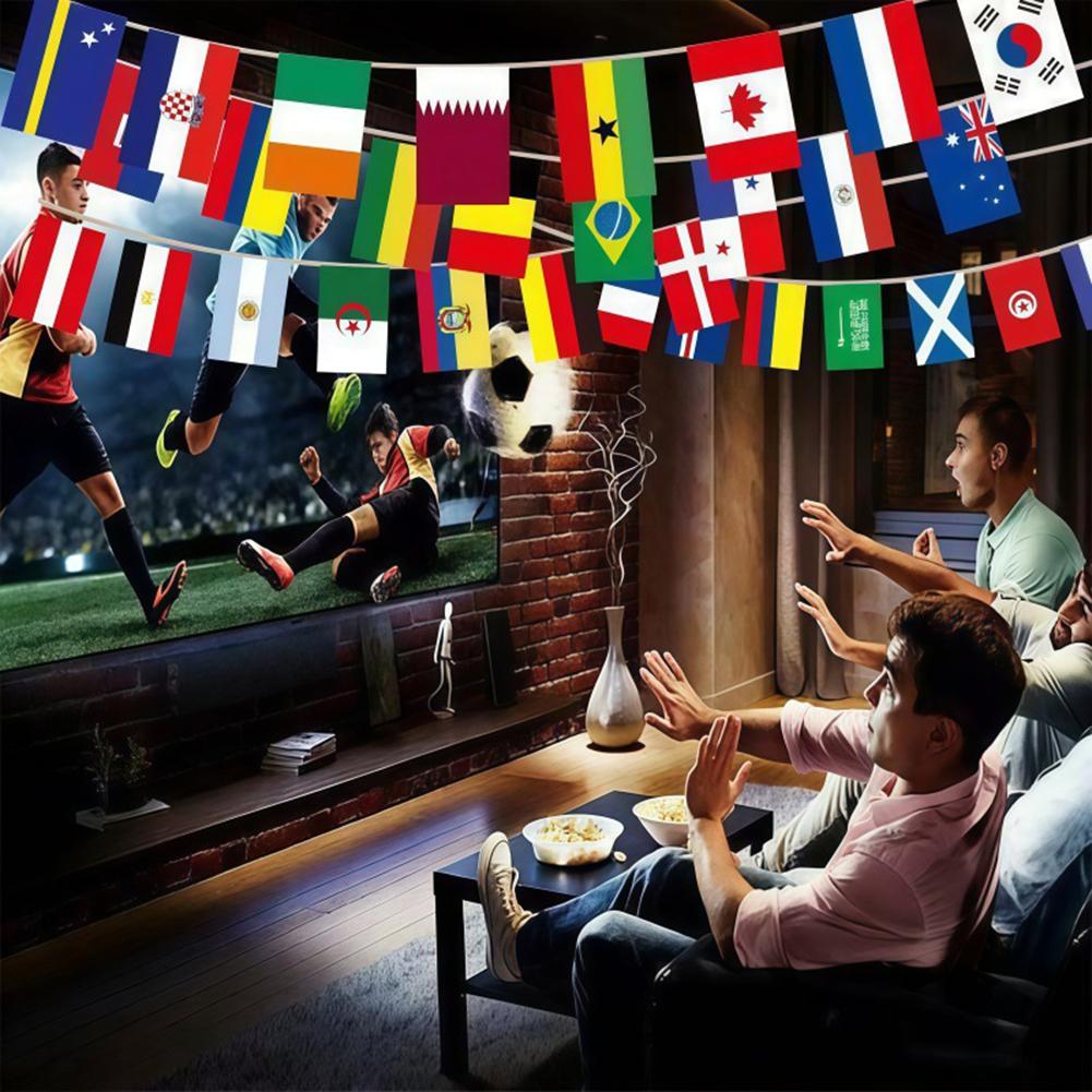 2026 FIFA World Cup Flags Bunting Extra Large 48 Countries Flag Banner for Bar Party Fans Sports Club Home Wall Decor