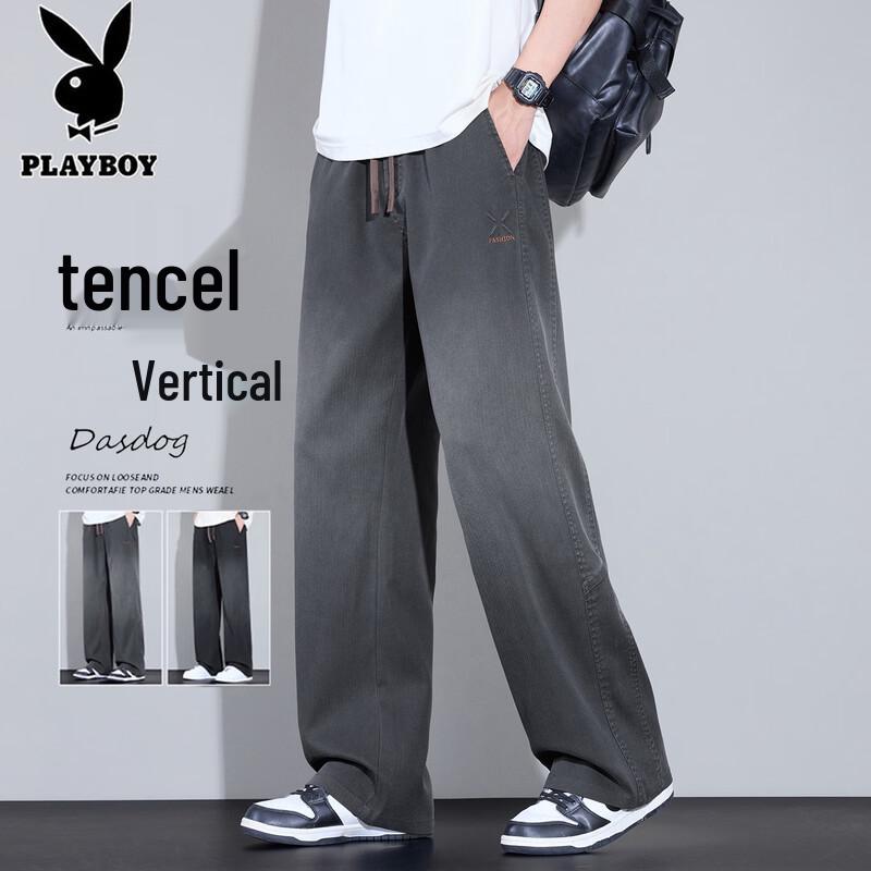 Playboy Men s Summer Ice Silk Gradient Straight-Leg Casual Pants XL