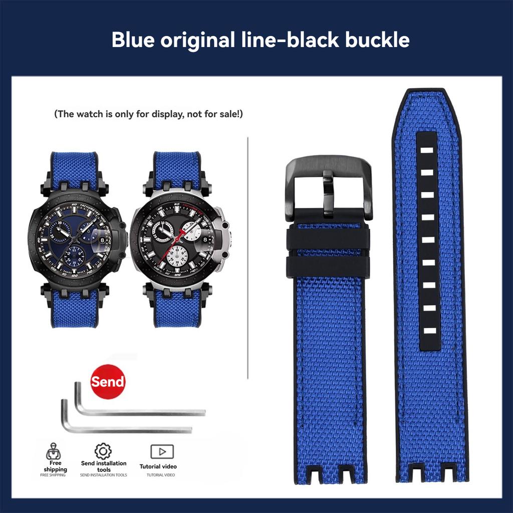 22mm High Quality Nylon Canvas Strap For Tissot MotoGP T-Sport Racing Series T115.417 T115.427A Rubber Bottom Watchband Bracelet