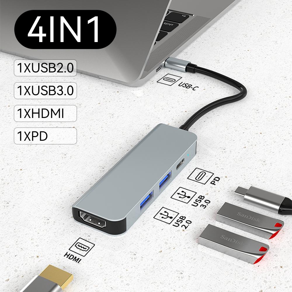 USB C Hub 7 In 1 Type C To HDMI With SD TF Cards Reader PD 100W Power 4K 60hz HDMI Docking Station 2-USB 2.0 for Laptop PC Macbook