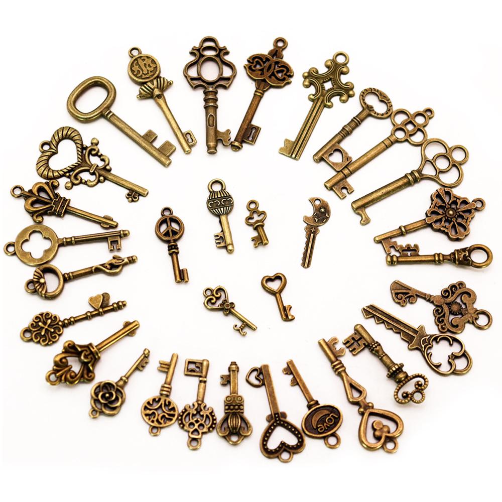 Vintage Skeleton Keys Flying Key Charms with Dragonfly Wings Realistic Effect DIY Jewelry Necklace Pendant Home Party Decoration