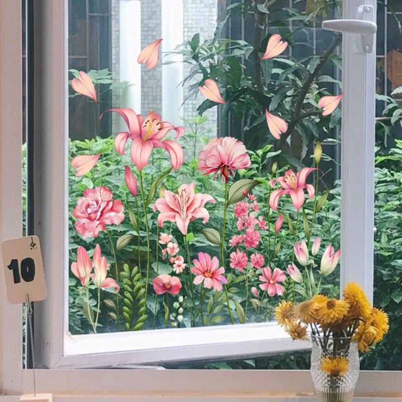 Fiori di Farfalla Colorati Adesivo per Finestra Decalcomania Elettrostatica per Pareti Adesivi in PVC Biadesivo per Vetri Decorazione Fai-da-te per Casa Camera da Letto