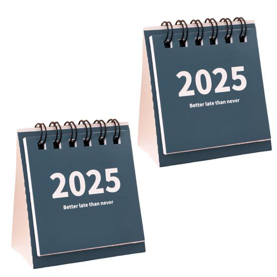 2ks Stolní kalendář na rok 2025 Mini Stolní Stojací Flip Kalendář Přenosný školní psací potřeby Plánovač výuky Kapesní kalendář