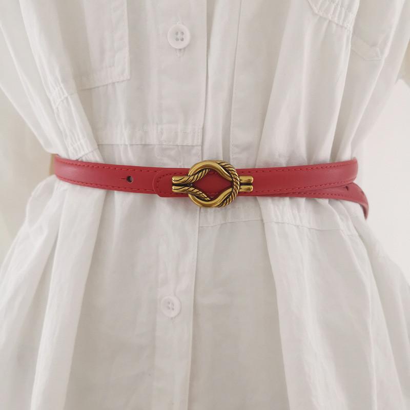 Retro Minimalist Womens Belt Metal Buckle Fashion Dress Decoration Waist Belt