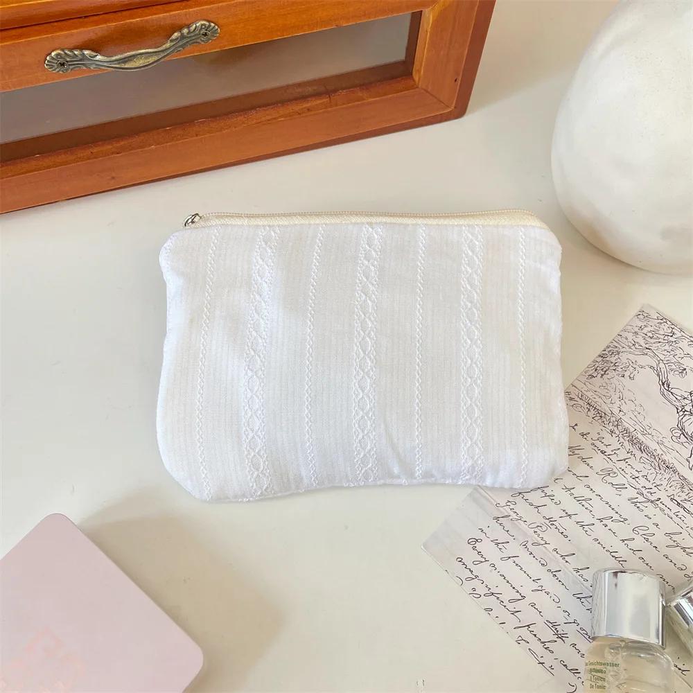 New Stripe Mini Makeup Lipstick Storage Pouch Coin Purse Cute Women Cosmetic Organizer Bag Sanitary Napkins Storage Bag