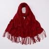 Imitation Cashmere Tassel Scarf - Chinese Red, Ideal for Autumn/Winter Celebrations, Company Events, and Parties with Custom Printed Logo