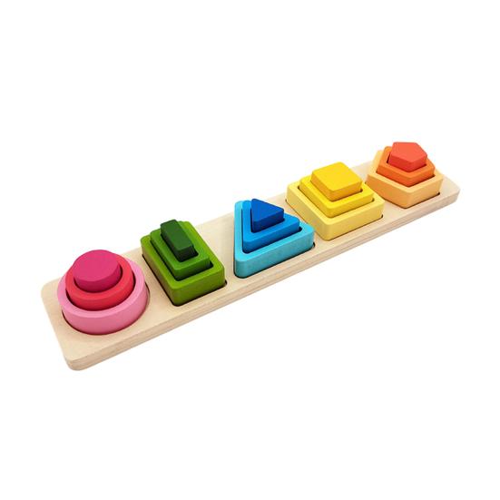 Kids Stacking Building Block Toy Toddlers Boys Girls Geometric Shapes Sorting Color Learning Fine Motor Skills Educational Building Block Toy
