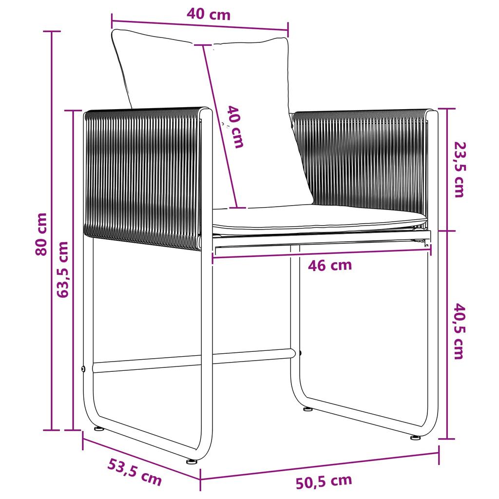 Garden Dining Set 9 pcs Black and Anthracite 200 x 80 x 73 cm