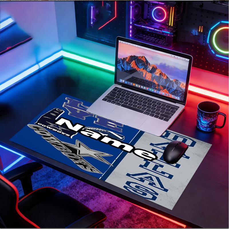 Custom Name Personalized Dallas Cowboys Pattern Mousepad, Laptop PC Desk Mat, Decorative Desk Mat for Home Keyboard Pad Gift