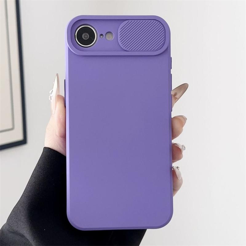 Slide Camera Lens Protection Shockproof Phone Case For iPhone 16E 15 14 Plus 13 12 Mini 11 16 Pro Max Soft Silicone Bumper Cover