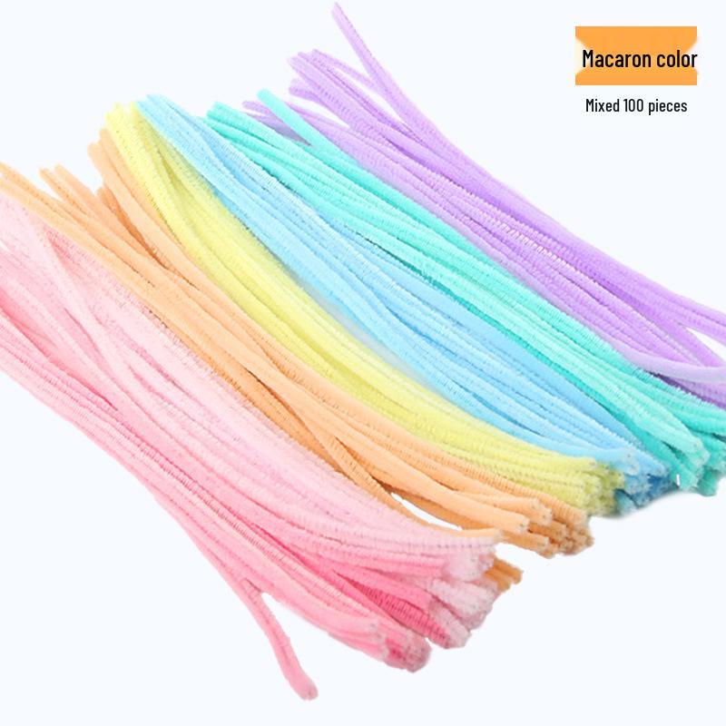 Macaron Color Twist Stick DIY Craft Kit - Plush Wool Flower Strips