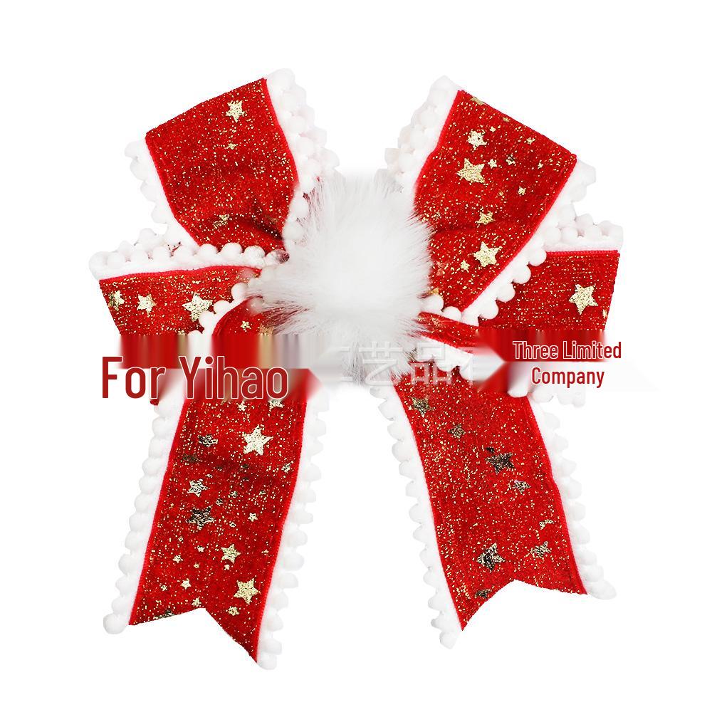 Haochuan Red Velvet Bow Hair Clip - Festive Princess Accessory for Autumn/Winter