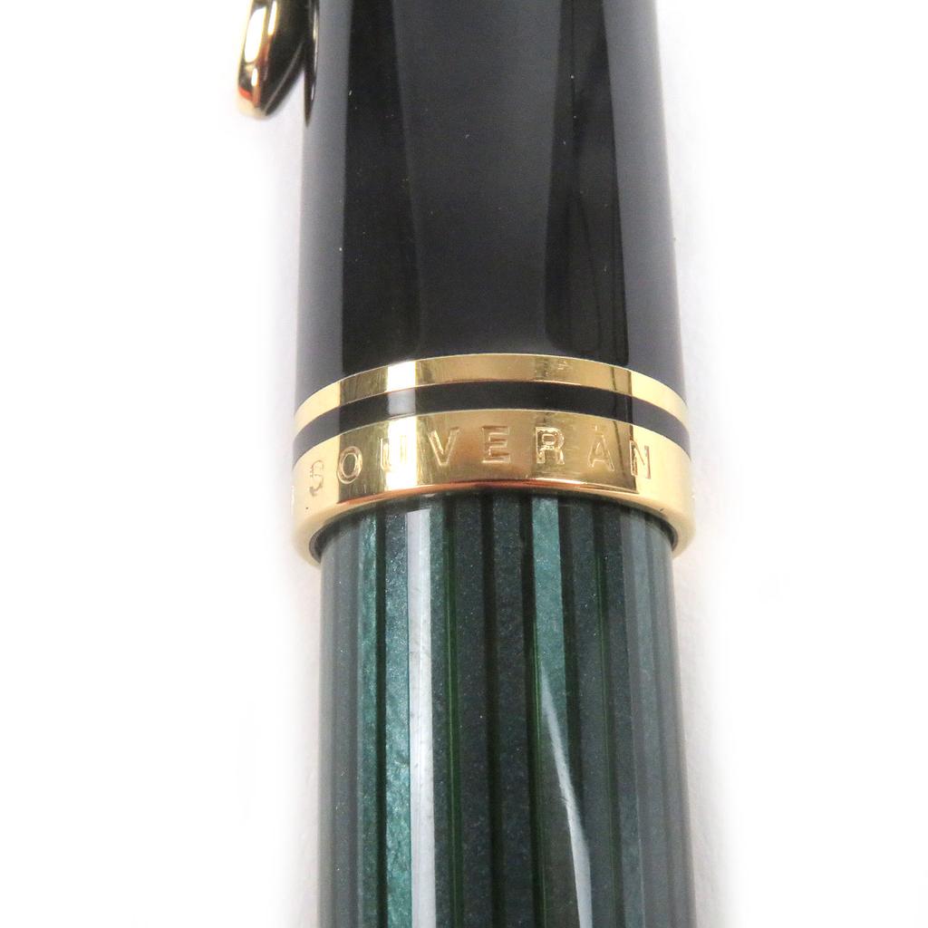 Excellent PERIKAN fountain pen Souverene M800 Cap type Green Stripe 18K mens Used