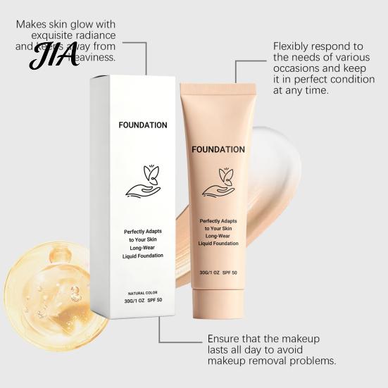 Long-Lasting Foundation 30G Color Changing Liquid Foundation, SPF 50 Natural Deep Tone Sunscreen Lightweight Makeup Concealer for All Skin Types