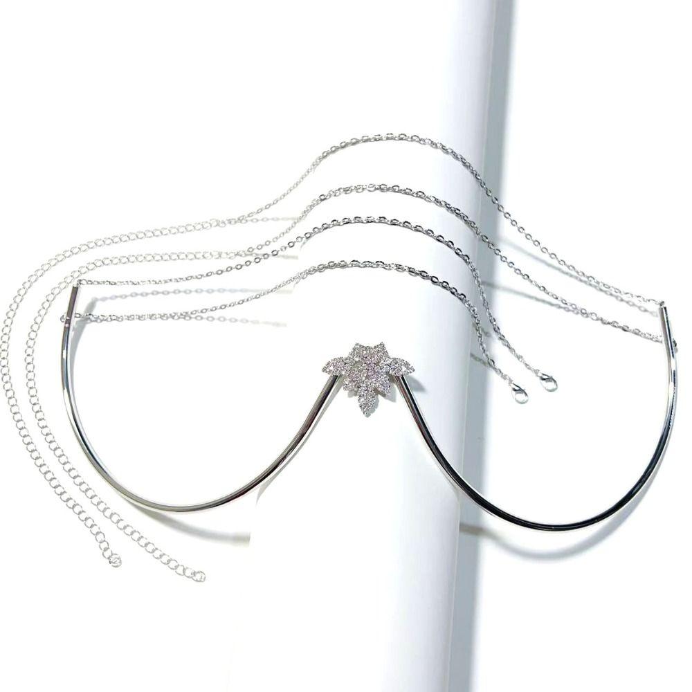 

Lingerie Rhinestone Breast Chain Adjustable Bikini Crystal Chain Chest Bracket Chain Women срібний