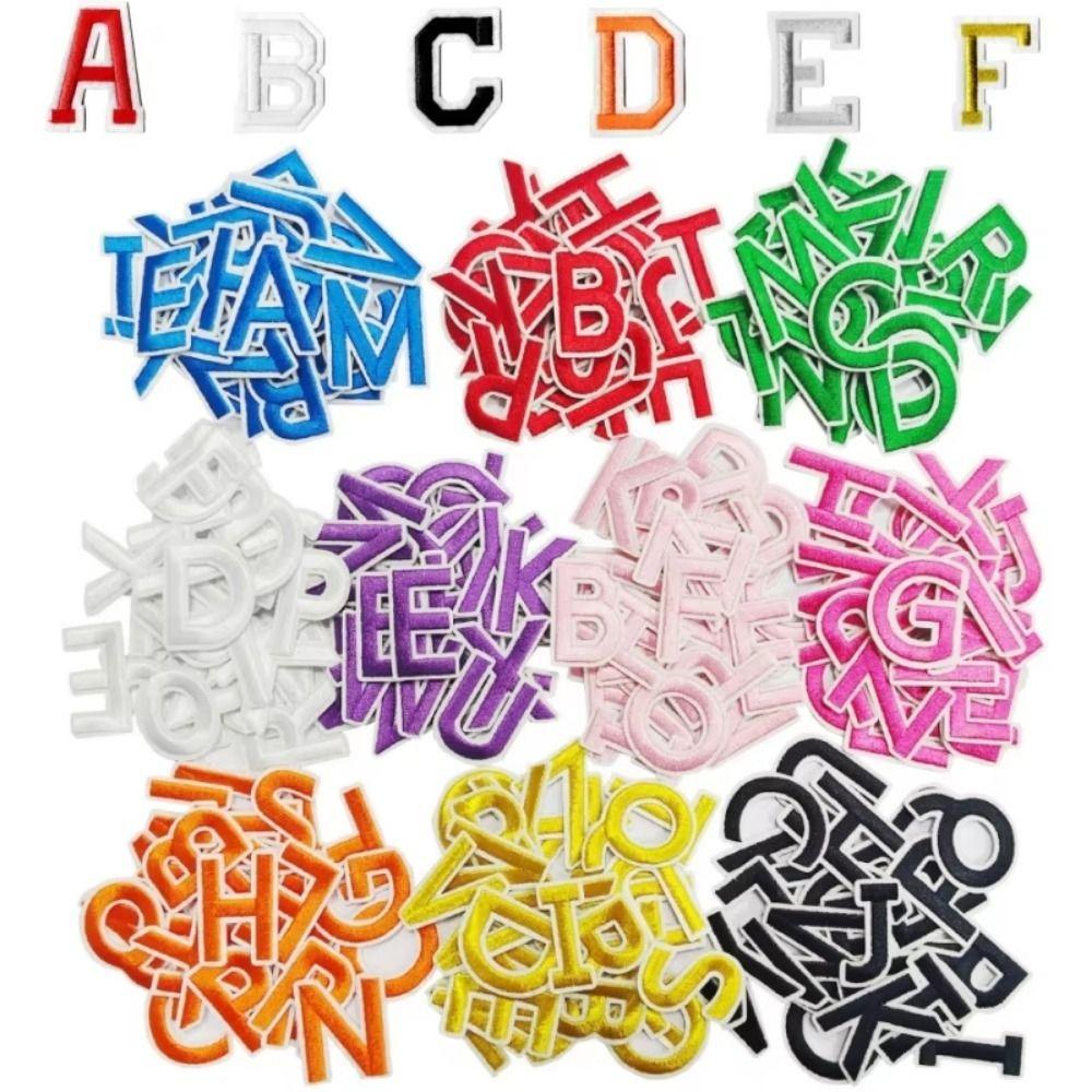72Pcs A-Z 0-9 Alphabet Embroidered Patches Colorful Sewing Appliques  Clothing Decoration