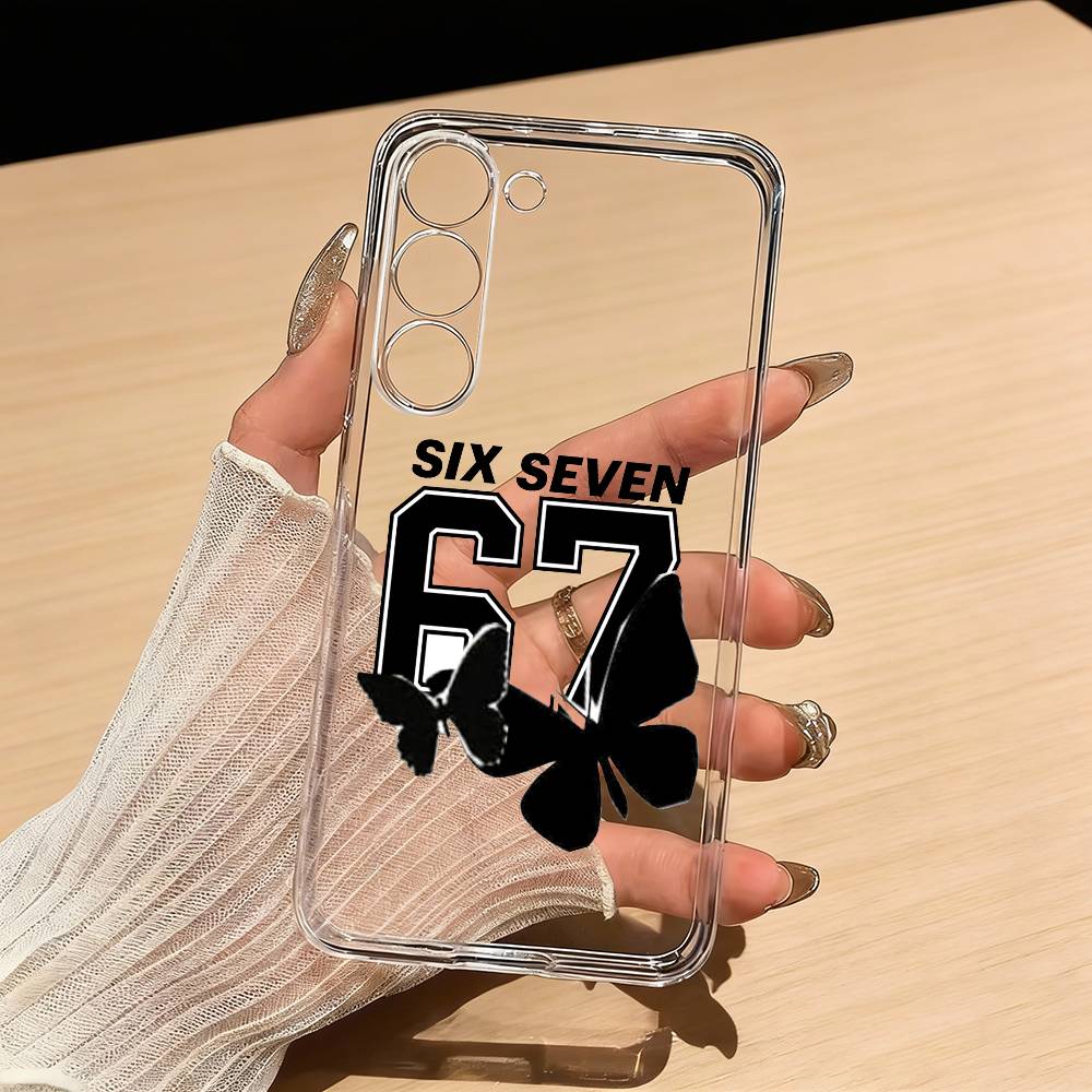 

Six Seven 67 Phone Case For Samsung S25,S24,S21,S22,S23,S30,Ultra,S20,Plus,Fe,Lite Transparent Cover Samsung S10