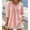 Women Loose Fit Long Sleeve V Neck Plus Size Casual Shirt