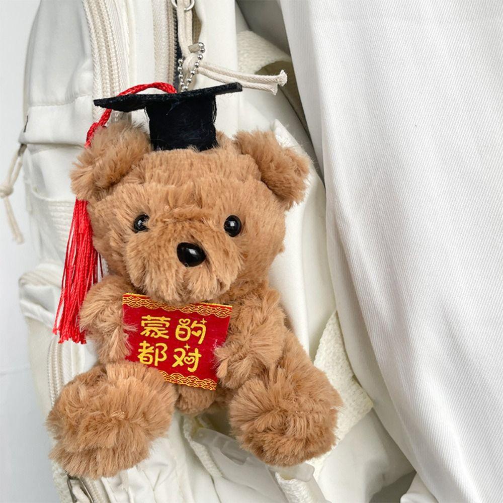 Cute Graduation Bear Plush Toy Soft Stuffed Dr Bear Plush Doll Backpack Accessory