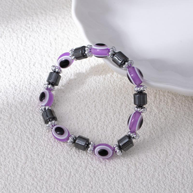 Vintage Handmade Colored Turquoise Beads Devil'S Eye Bracelet Fashion Personality Beaded Eye Elastic Bracelet