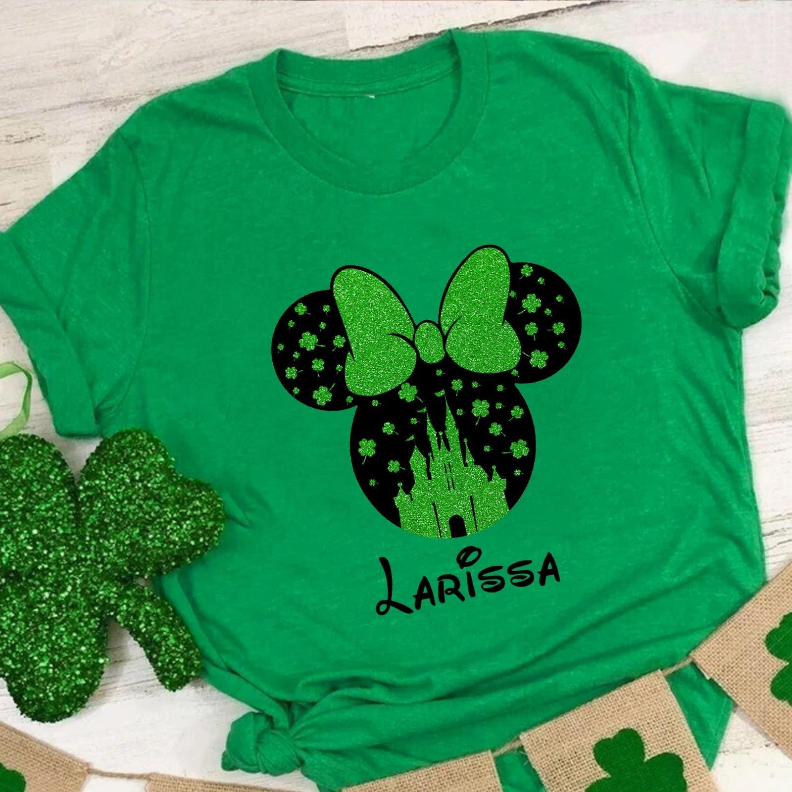 

Custom Happy Patrick s Day Disney Shirt, Cute Minnie Mouse Tee with Shamrocks S