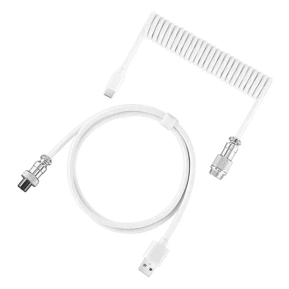 Mechanical Keyboard Cable USB A to TYPE-C Braided Cable Coiled Aviation Connector Cord USB Coiled Cable for Computer Keyboard
