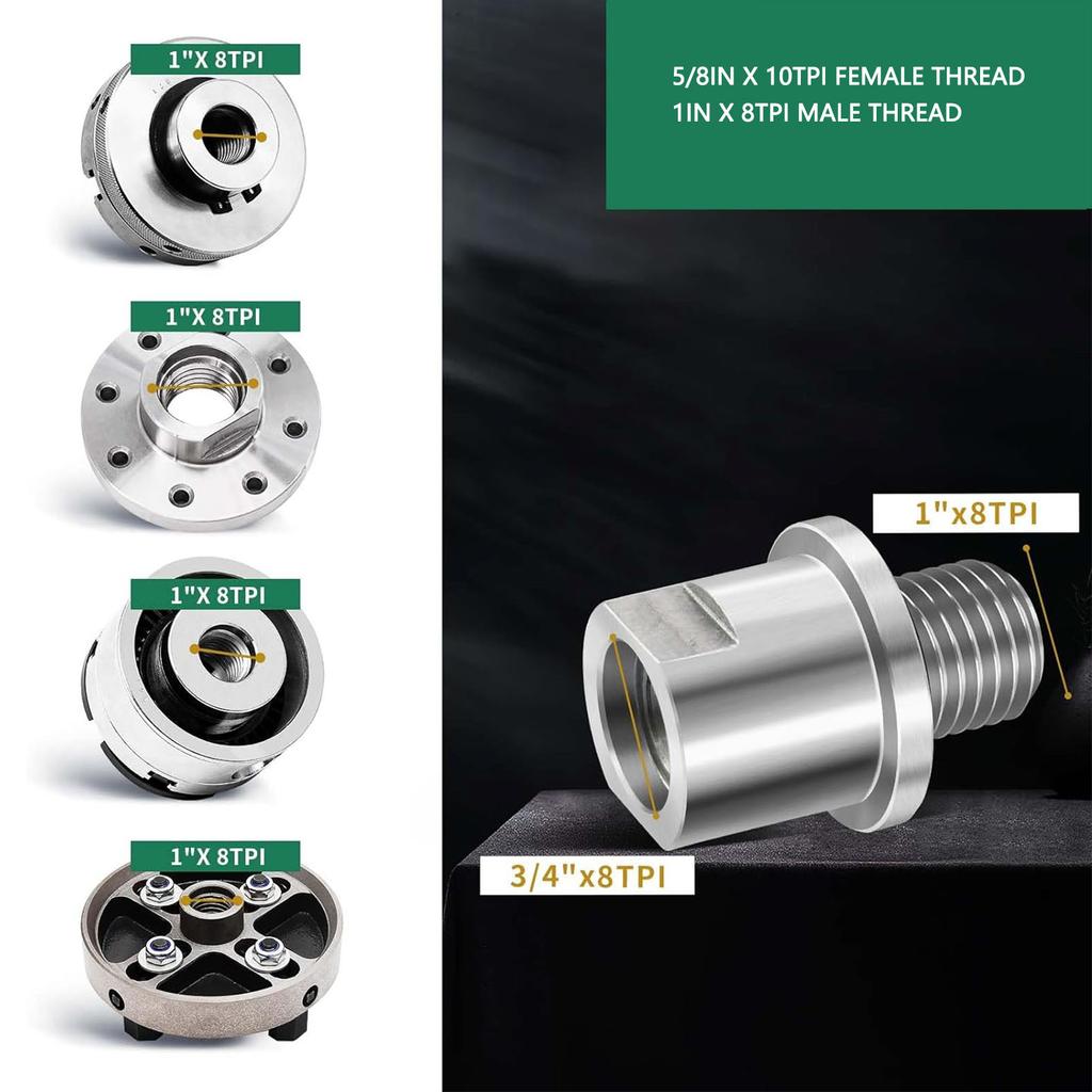 Lathe Headstock Spindle Adapter Compact Woodworking Lathe Headstock Spindle Adapter Sturdy 1inx8TPI Male Thread for Faceplates