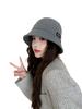 Fall Winter Luxury Brand Fashion Thick Warm Knitted Bucket Hat  Wool Cashmere Solid Color Top Hat Party Fedoras  For Wome Capsn