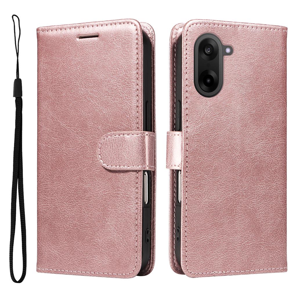 For OnePlus Nord CE5 5G/OnePlus Ace 5 Racing 5G Leather Wallet Case with Strap Solid Color Phone Stand Cover