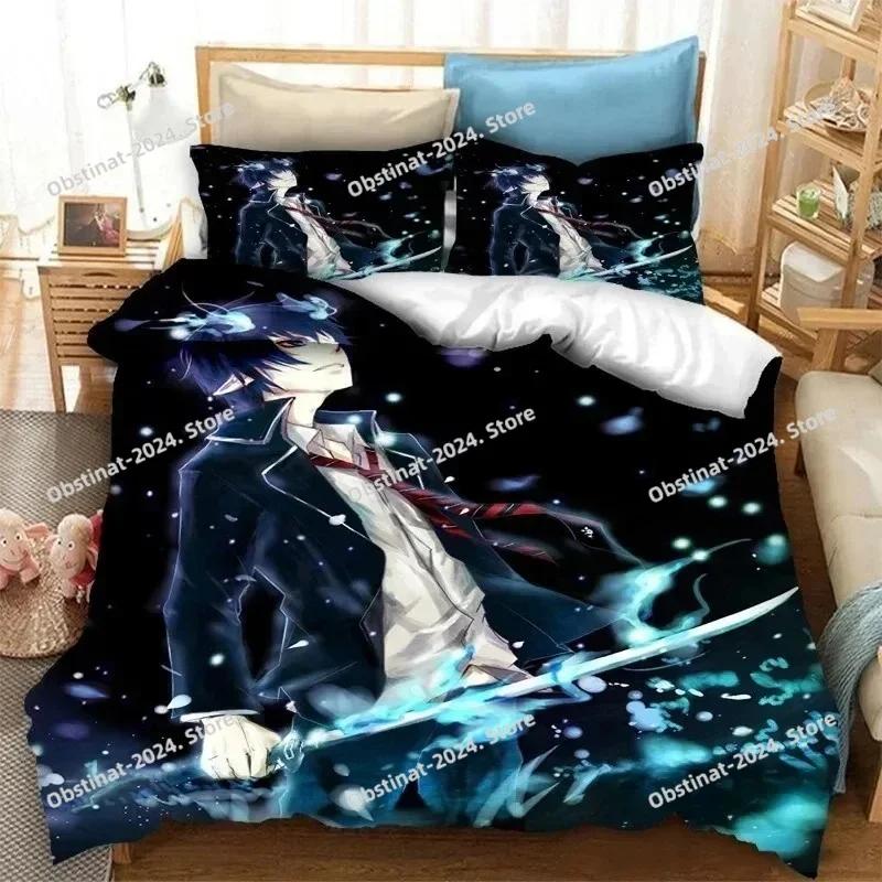 

Comforter Fashion 3D Anime Blue Exorcist Bedding Set Printed Bed Set With Soft Single Double Queen Super King Size Comforter (quilt)-EU Single(135*200cm)3pcs