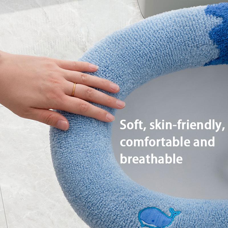 Toilet Seat Cover 1Pcs Soft Warmer Cushioned Pad Thickened Washable Bathroom Mat for Winter Comfort