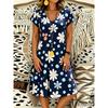 Short Sleeved V-Neck Summer Women's Dress New Casual Flower Polka Dot Print Loose Dresses