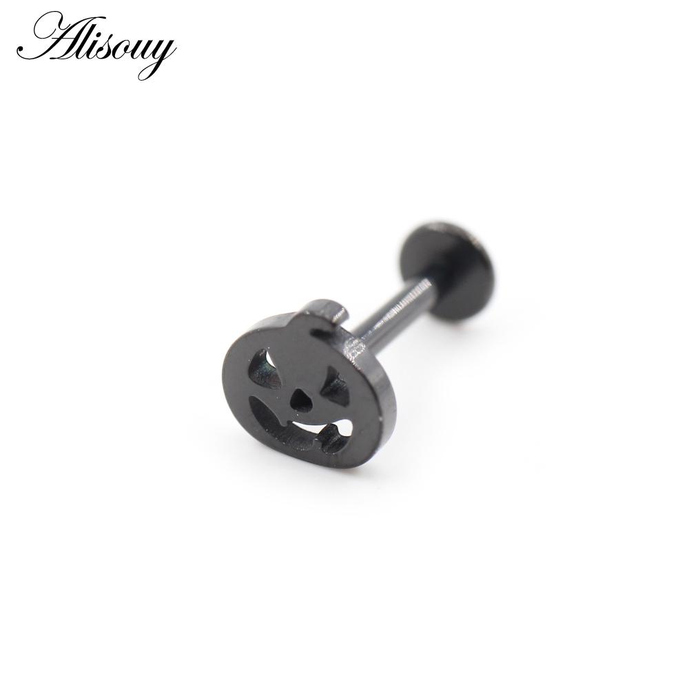 1PC Stainless Steel Halloween Pumpkin Bat Ghost Star Tragus Helix Labret Lip Rings Cartilage Ear Earring Piercing Body Jewelry