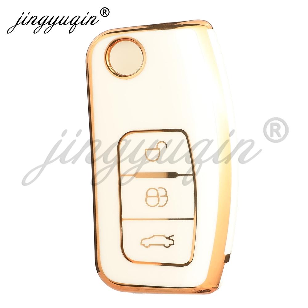 Jingyuqin For Ford Focus 2 MK2 Fiesta Mondeo C-MAX Galaxy Falcon Territory Ecosport Car TPU Folding Key Cover Bag Shell Case