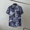 Summer Men Blouse Floral Print Short Sleeves Tropical Style Hawaii Comfortable Fit Plus Size Single-breasted Turn-down Collar Quick Dry Mid