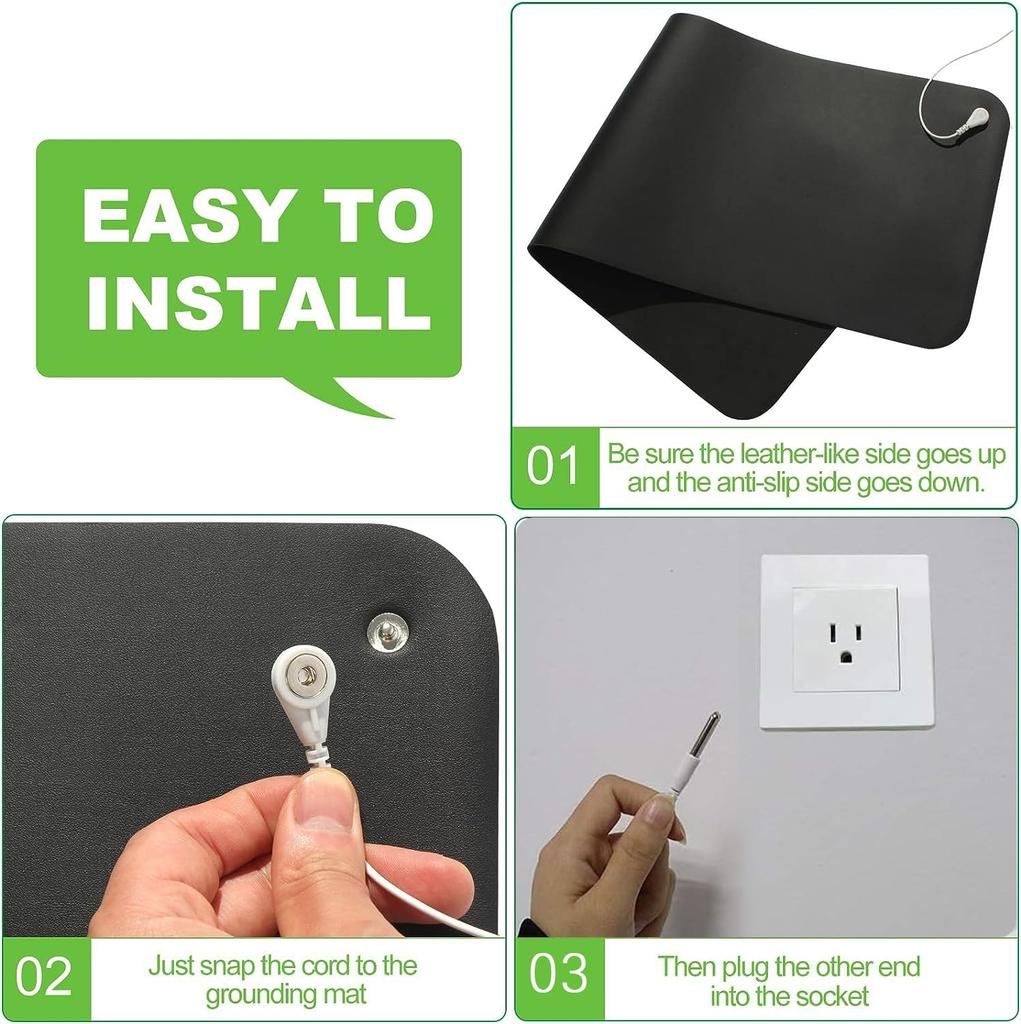 23.6" X 35.4" Grounding Mat Kit with 15ft Grounding Cord,Grounding Pad for Health Grounding Bed Mat for Foot Mat,Computer Mat, Sleep Mat, Pet Mat