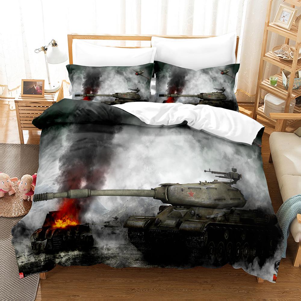 3D Tank Duvet Cover Tank Print War Military Weapon Theme For Children Teens Women Men Gifts For Bedroom Decorations Queen King