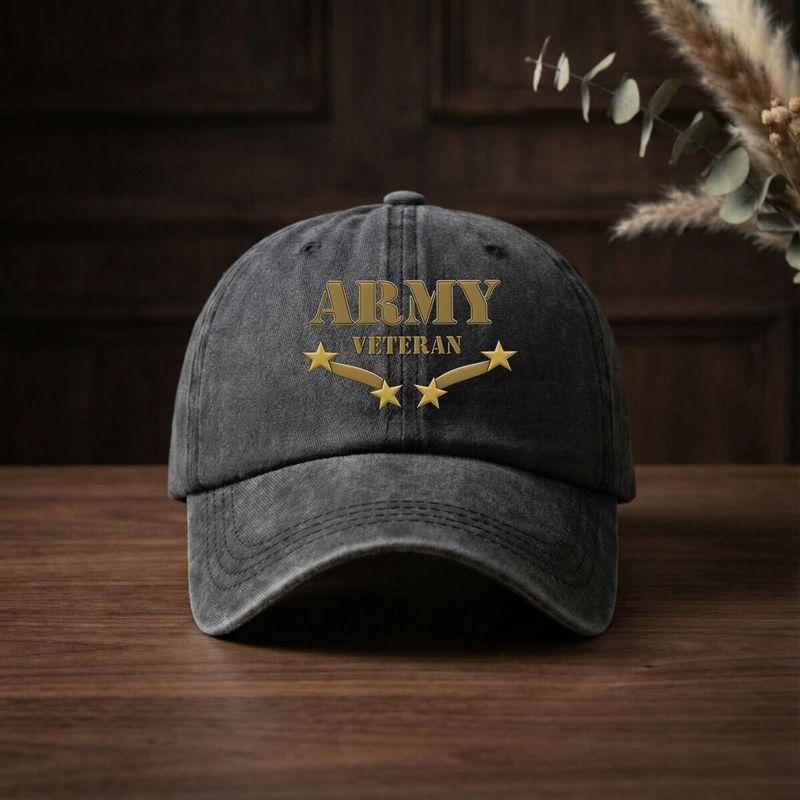 ARMY VETERAN Illustration Vintage Distressed Baseball Cap Unisex Travel Hat Spring Autumn Duckbill Cap